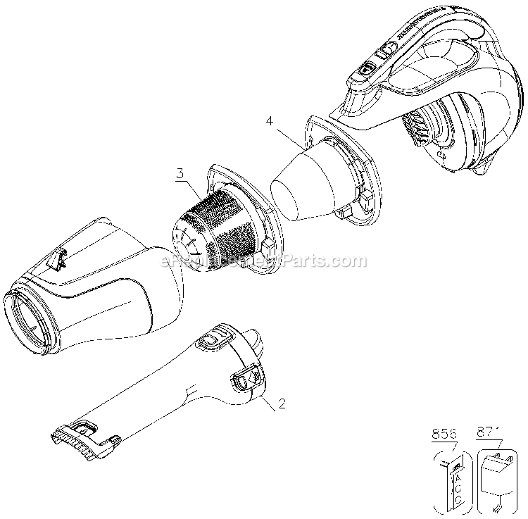 Black and Decker CHV1410L (Type 2) 14.4v Lithium Dustbuster Power Tool Page A Diagram